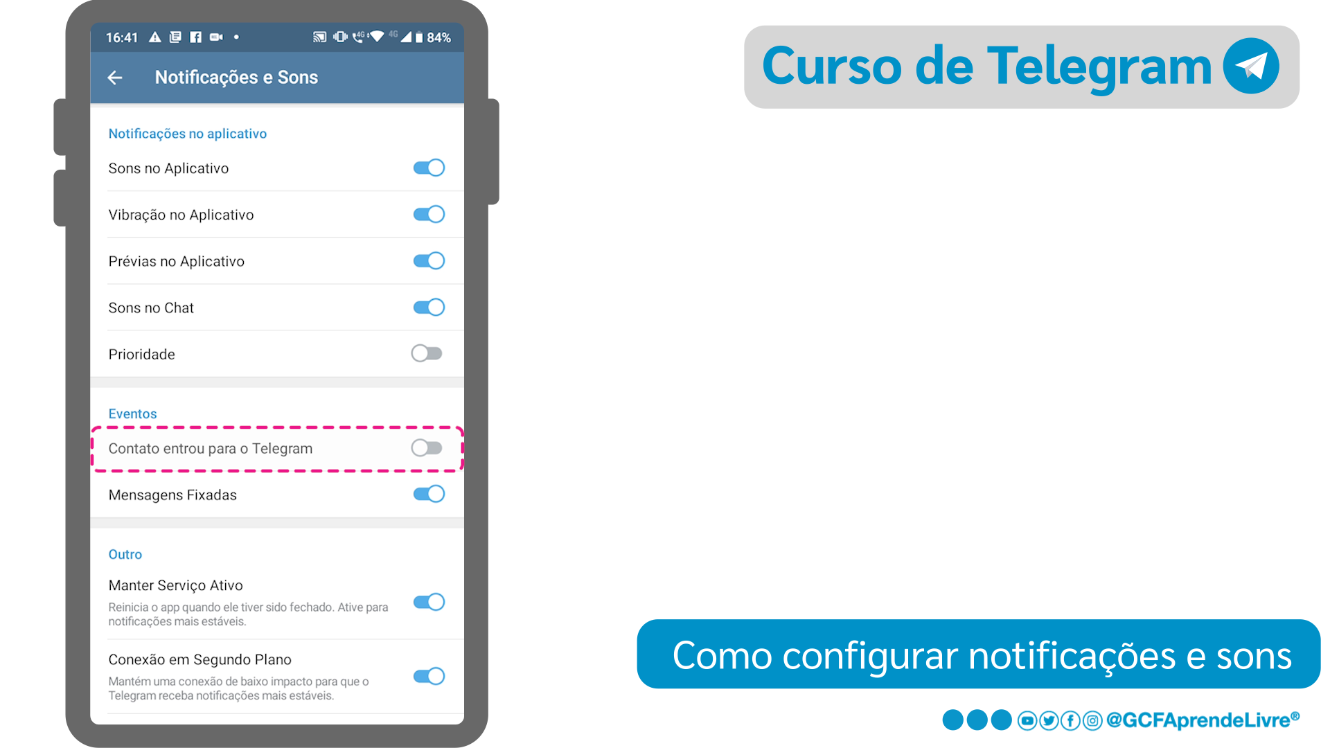 Como desativar as notificações de que um contato entrou no Telegram